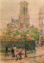 Childe Hassam  - Peintures - Saint-Germain l'Auxerrois