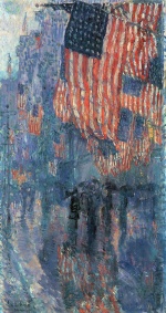 Childe Hassam  - Peintures - Rue sous la pluie