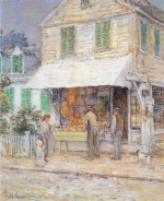 Childe Hassam  - Bilder Gemälde - Tante-Emma-Laden in einer Provinzstadt