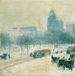 Childe Hassam  - Peintures - Hiver à Union Square