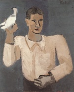 Helmut Kolle - Bilder Gemälde - Junger Mann mit Taube