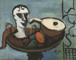 Helmut Kolle  - paintings - Stillleben mit Kopf, Früchten und Mandoline