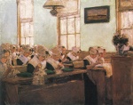 Max Liebermann  - Peintures - Ecole de couture (salle de travail) dans l´orphelinat d´Amsterdam