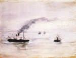 Max Liebermann  - Bilder Gemälde - Regenstimmung auf der Elbe