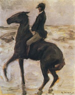 Max Liebermann  - Bilder Gemälde - Reiter, nach links, am Strand