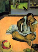 Paul Gauguin  - Bilder Gemälde - Die Schmollende (Te faaturuma)