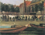 Max Liebermann  - Bilder Gemälde - Rindermarkt in Leiden