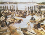 Max Liebermann  - paintings - Sommerabend an der Alster