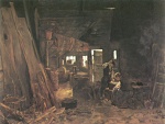 Max Liebermann  - paintings - Zimmermannswerkstatt (Die Familie des Holzhackers)