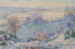 Jean Baptiste Armand Guillaumin - Bilder Gemälde - Crozant, Ansicht des Pont Charraud an einem Rauhreif-Morgen