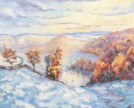 Bild:Der Berg Bariou und das Tal der Creuse im Winter