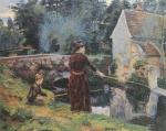 Jean Baptiste Armand Guillaumin  - Peintures - Mme Guillaumin à la pêche ou les rives de l´Yvette à cinq heures de l'après-midi au mois d´août