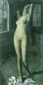 Otto Mueller - paintings - Stehender Mädchenakt mit Dolch