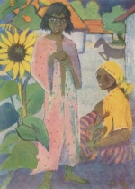 Otto Mueller  - Bilder Gemälde - Zigeunerin mit Sonnenblume