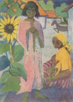 Otto Mueller  - Bilder Gemälde - Zigeunerin mit Sonnenblume