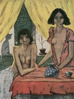 Otto Mueller  - Bilder Gemälde - Zigeunerinnen mit Katze