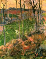 Paul Gauguin  - Bilder Gemälde - Kleiner Bretone, den Holzschuh richtend