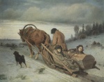 Wassilij Grigorjewitsch Perow  - Bilder Gemälde - Totengeleit (Begräbnis eines Bauern)