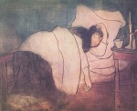 Jozsef Rippl Ronai - Peintures - Femme au lit