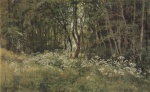 Iwan Iwanowitsch Schischkin - Bilder Gemälde - Blumen an einem Waldrand
