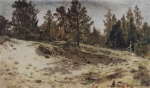 Iwan Iwanowitsch Schischkin  - Peintures - Jeunes pins sur un banc de sable (Meri Hovi, chemin de fer de  Finlande)