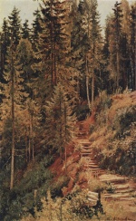 Iwan Iwanowitsch Schischkin  - Bilder Gemälde - Niedergang nahe einem Waldbrunnen