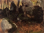 Carl Schuch - Bilder Gemälde - Bemooste Felsblöcke im Wald, Saut du Doubs