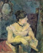 Paul Gauguin  - Bilder Gemälde - Portrait der Mme Gauguin im Abendkleid