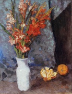Carl Schuch  - paintings - Gladiolen und Apfelsinen