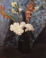 Carl Schuch  - Peintures - Glaïeuls et pivoines