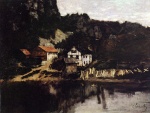 Carl Schuch  - Peintures - Maisons sur une pente rocheuse, Saut du Doubs