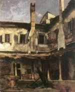 Carl Schuch  - Bilder Gemälde - Hof der Abbazia S. Grgorio in Venedig