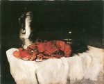 Carl Schuch  - Peintures - Homard avec cruche en étain et verre de vin