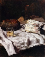 Carl Schuch  - paintings - Spargelbund, Glas und Tonkasserolle