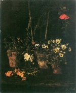 Carl Schuch  - paintings - Stiefmütterchen (und andere Topfpflanzen)