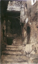 Carl Schuch  - Peintures - Rue à Olevano