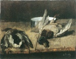 Carl Schuch  - Peintures - Deux canards sauvages avec pot émaillé
