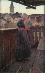 Giovanni Segantini - Bilder Gemälde - Auf dem Balkon