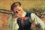 Giovanni Segantini - Bilder Gemälde - Bündnerin am Brunnen