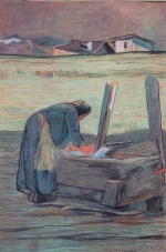 Giovanni Segantini  - Bilder Gemälde - Wäscherin