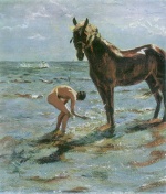 Walentin Alexandrowitsch Serow - Bilder Gemälde - Baden des Pferdes