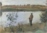 Walentin Alexandrowitsch Serow  - Bilder Gemälde - Konstantin Alexejewitsch Korowin am Ufer der Kljasma