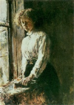 Walentin Alexandrowitsch Serow  - Bilder Gemälde - Olga Fjodorona Trubnika am Fenster