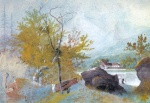 Adalbert Stifter  - paintings - Landschaft mit Angler