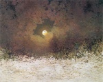 Adalbert Stifter - Peintures - Paysage au clair de lune avec ciel nuageux