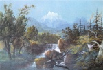 Adalbert Stifter  - paintings - Wasserfall in der Ramsau mit Blick auf den Watzmann