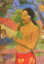 Paul Gauguin  - Bilder Gemälde - Tahitische Frau mit Frucht