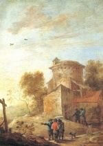 David Teniers  - paintings - Drei Bauern beim Gespräch