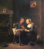 David Teniers - Bilder Gemälde - Ein alter Mann und ein junges Mädchen