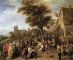 David Teniers  - Bilder Gemälde - Kirmes mit der Kirche von St. Gudule